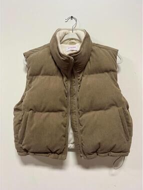 ADOREME CORDUROY PUFFER VEST CAMEL